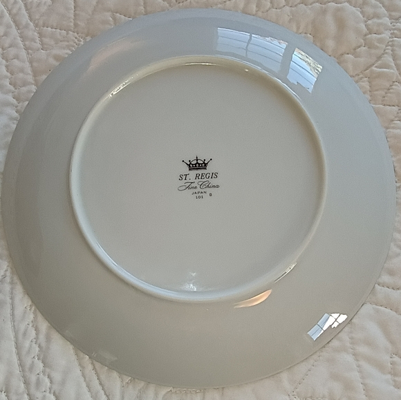 Set Of 2 Vtg 70s St Regis White Fine China Plates W/ Flowers & Platinum Edge
